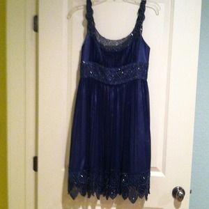Pretty navy dress.