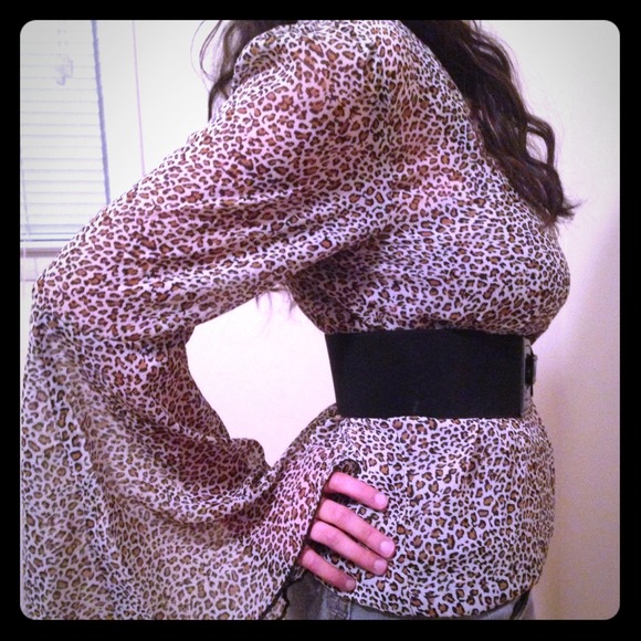 Price cut Cheetah print see through blouse.
