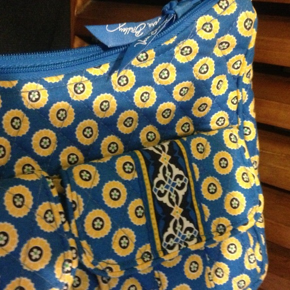 Blue and Yellow Floral Fabric Handbag