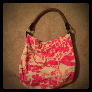 Beige and pink floral purse
