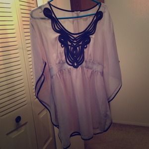 Gray & Black Sheer Top