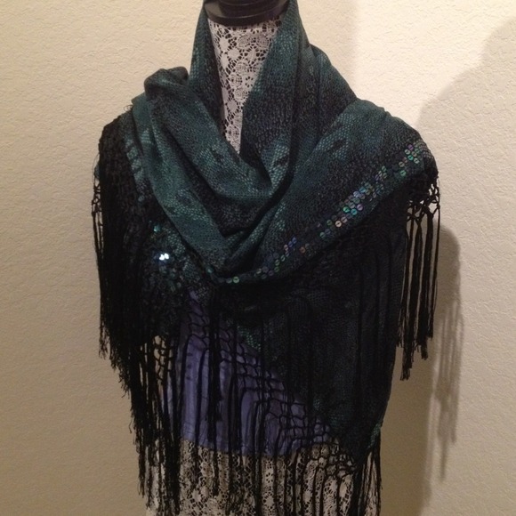 Accessories - Green Snake Print scarf/ shawl/ wrap