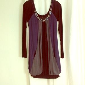 Unique and Nice Long Sleeve Jeweled Collar Dress
