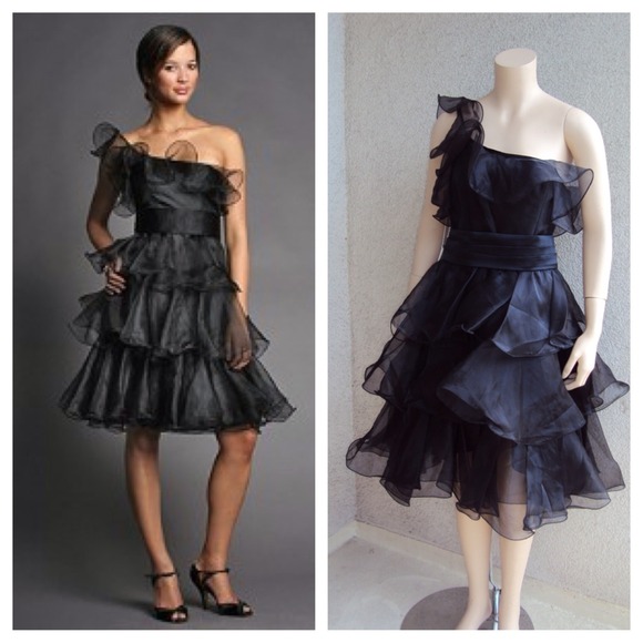 Black Organza Ruffle Dresses - Picture 1 of 4