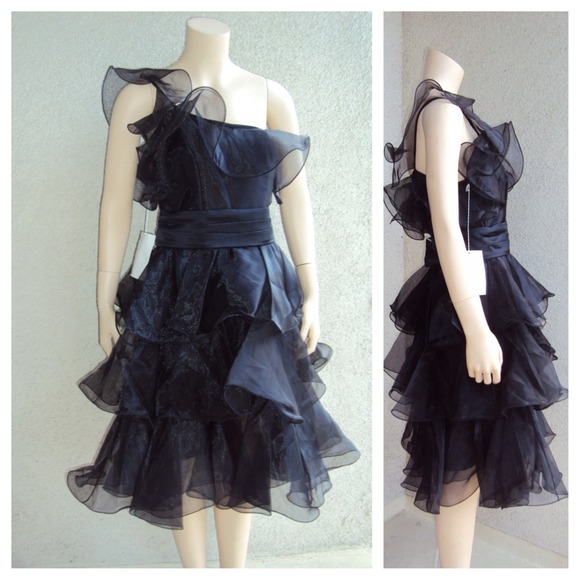Black Organza Ruffle Dresses - Picture 3 of 4