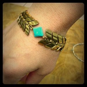 Brass + turquoise colored stone bracelet