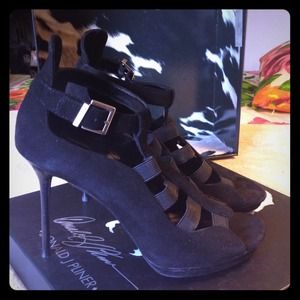 New Donald J Pliner black suede and elastic shoes