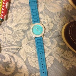 Teal rubber watch