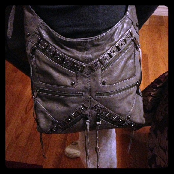 Rebecca Minkoff Grey Studded Leather Crossbody