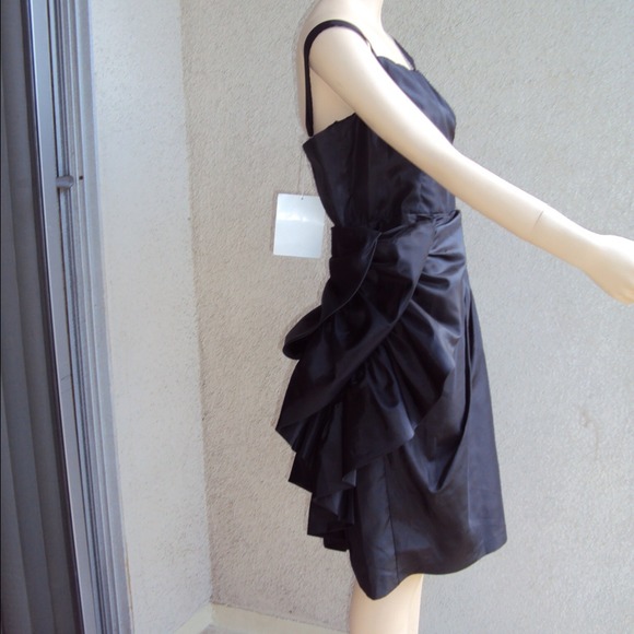 B Johnson Evening Asymmetrical Ruffle Sheath Dress - Picture 2 of 4
