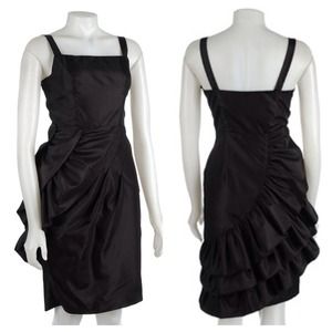 B Johnson Evening Asymmetrical Ruffle Sheath Dress