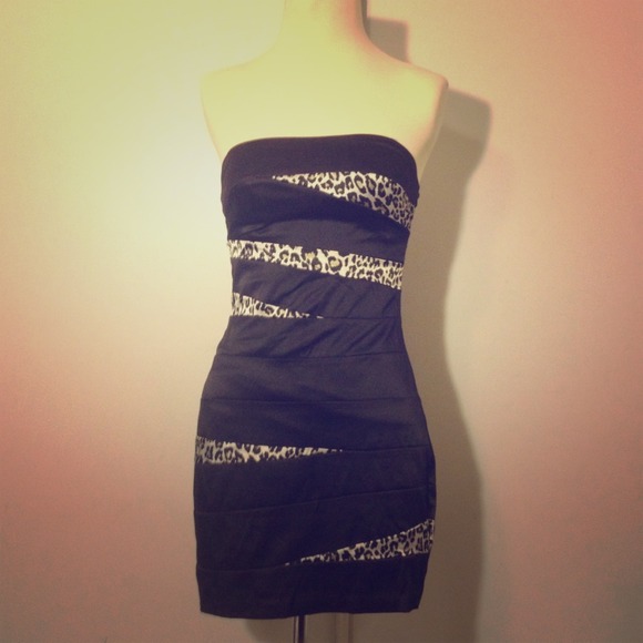 *S🚫LD* Leopard/Black Silk Tube Dress