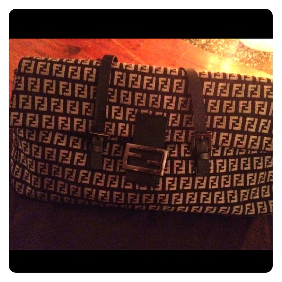SALE! Fendi large black handbag w/ signature print