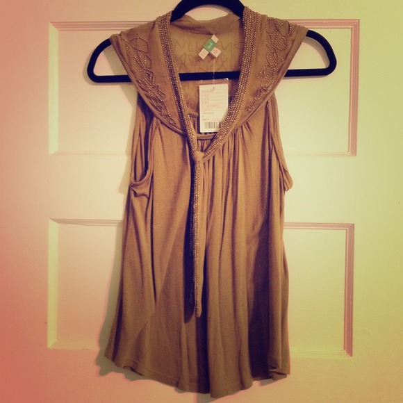 For @thebirdlady: Cotton and Sheer Beaded Top