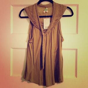 For @thebirdlady: Cotton and Sheer Beaded Top