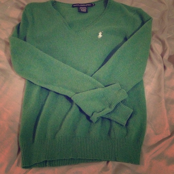 Cozy green polo vneck sweater! - Picture 1 of 1