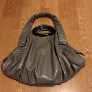 Grey clutch and shoulder bag