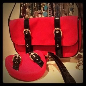 Red bag with its smaller heart cash purse! NEW!