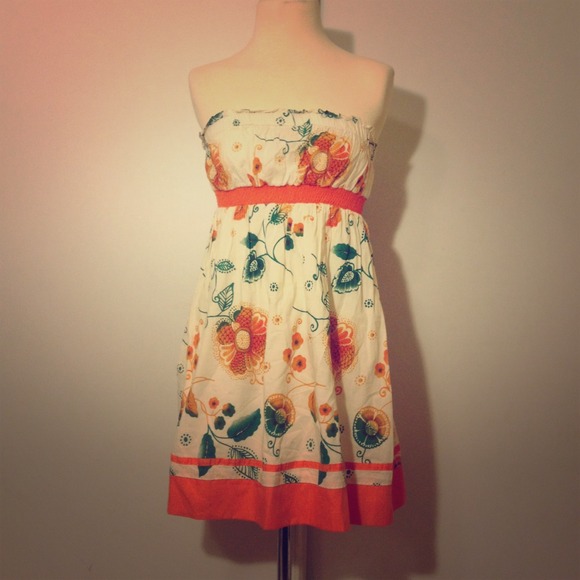 *SOLD* Orange/Teal floral tube dress