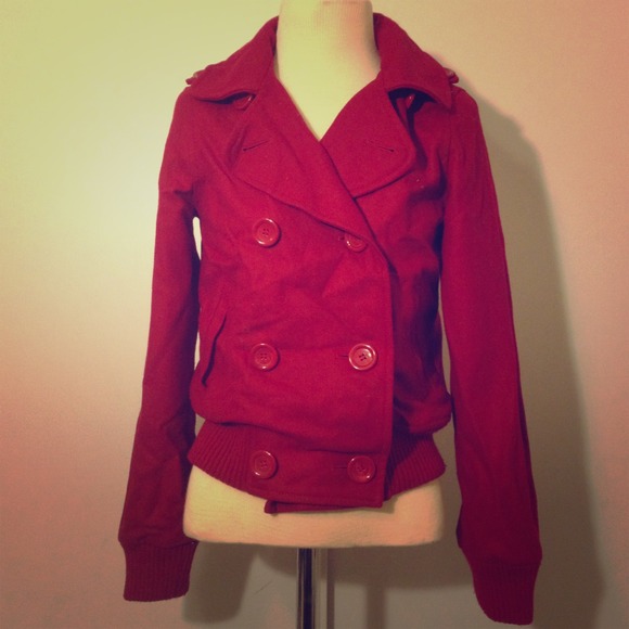 Red double breasted peacoat