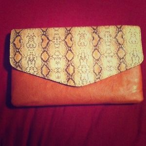 Mocha Snake print clutch