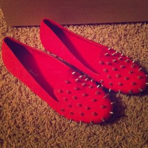 Coral Spiked Loafers