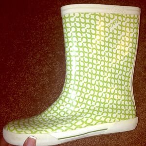 Lime green coach rain boot