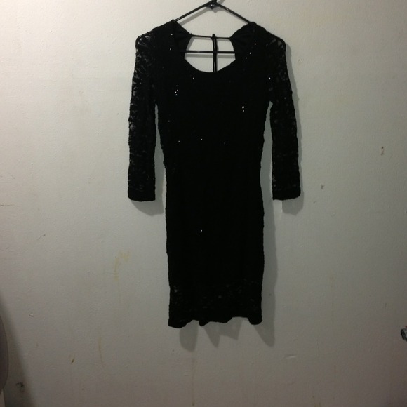 Black Lace Open Back Dress