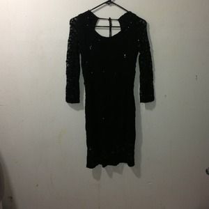 Black Lace Open Back Dress