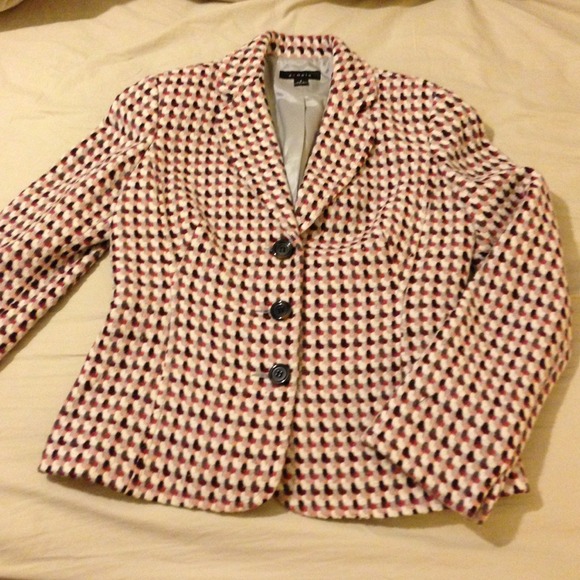 SOLD***Pink, ivory, and brown blazer