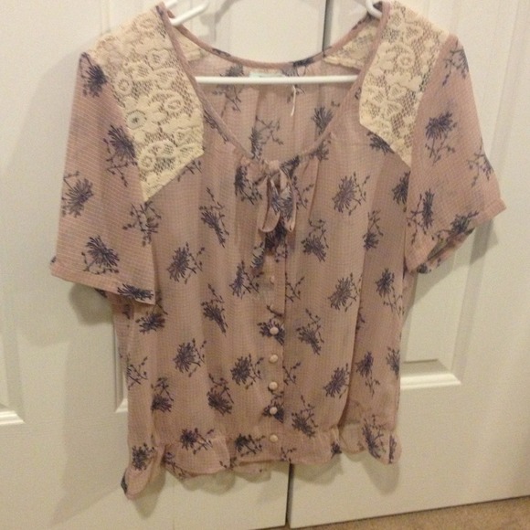 Sheer flower detail top, Anthropologie
