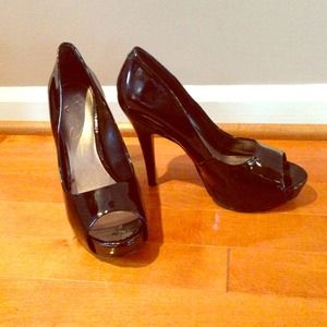 Jessica Simpson patent peep toe pump.