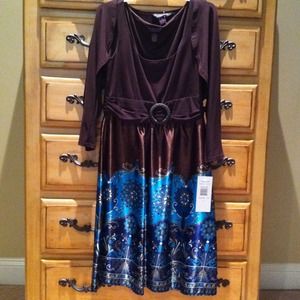 REDUCED!  Teal/brown 2 pc dress