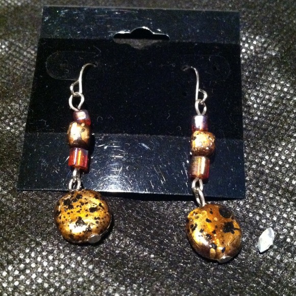 Brown stone earings