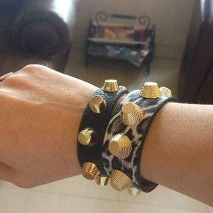 Fashion leather studded bracelets.