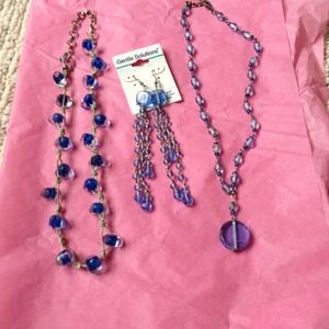 Blue Glass Bead Jewelry 3 piece set