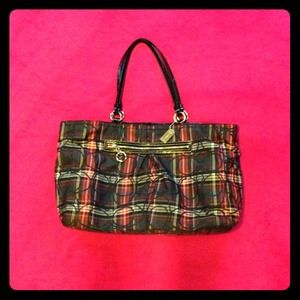 Authentic Coach Gabby Tartan Tote XL