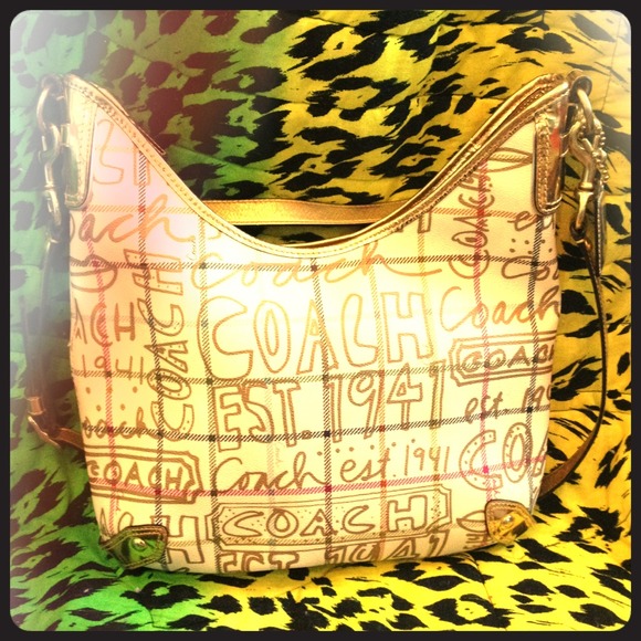 NWOT Cream and gold coach purse