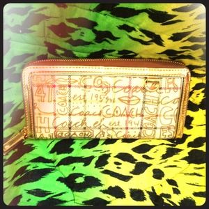 HALF-OFF Cream and gold Coach wallet