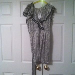 Light dress. White and black polka dots.