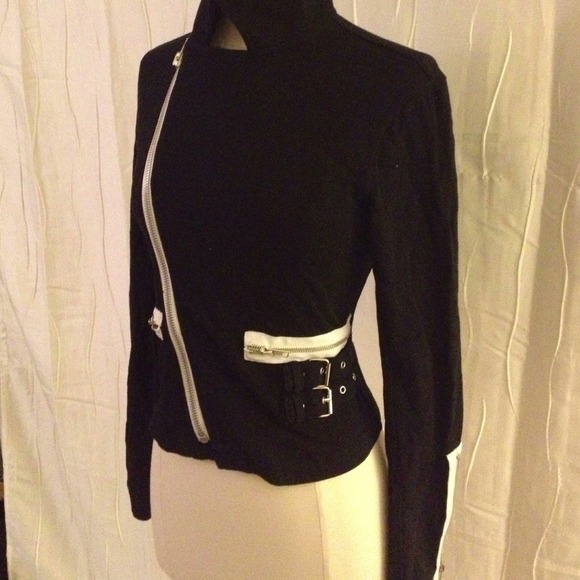 SOLD - Mod Black & White Asymmetrical Jacket - Picture 3 of 4