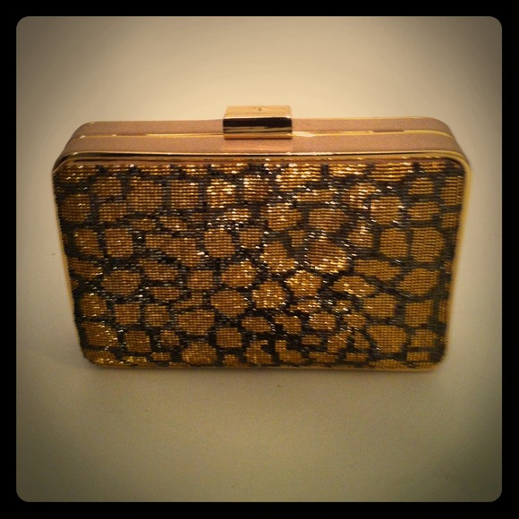 Adrienne Vittadini beaded hard evening clutch