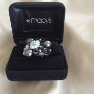 Sterling, Black Pearl & White Mother of Pearl Ring
