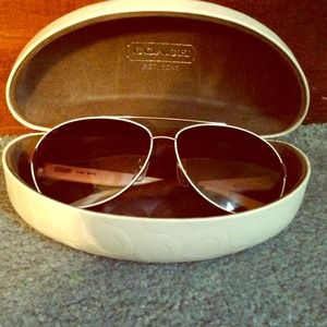 😍RESERVED😍Coach white aviator sunglasses