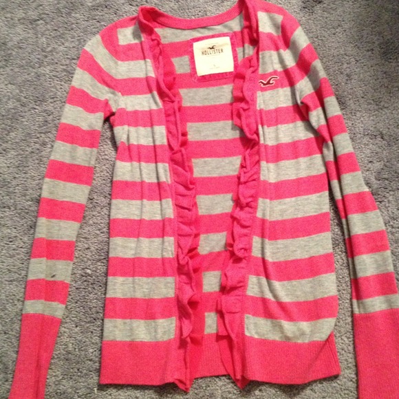 Traded Hollister pink and grey cardigan