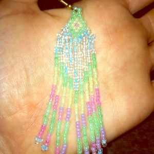 Pastel colors, tribal design earrings