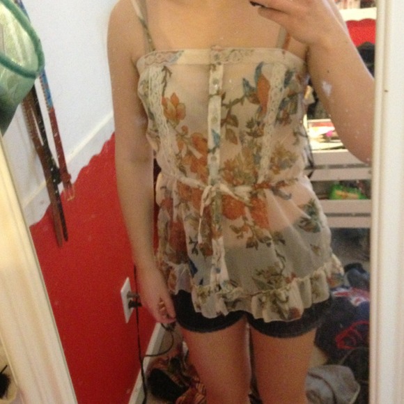 Chiffon flowey patterned summer top, barely worn - Picture 1 of 4