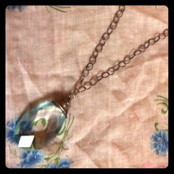 Silver chain necklace with glass pendant