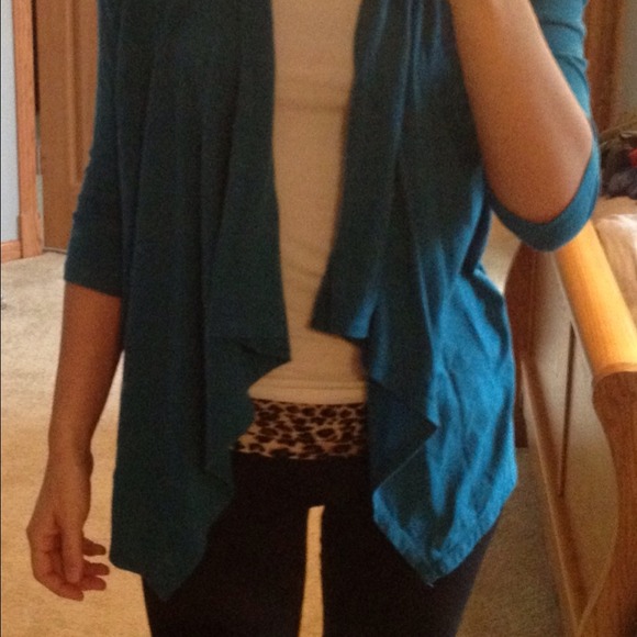 SOLD Teal/blue Cardigan - Picture 2 of 3