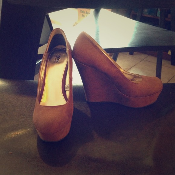 Brown suede wedges